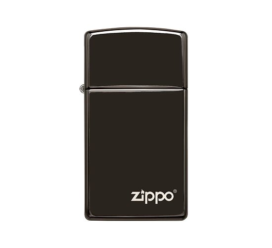 Zippo slim case met ebony finish en icoon logo