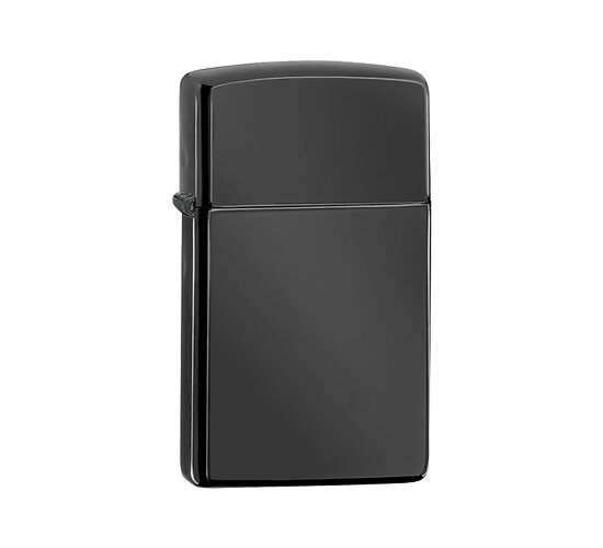 Zippo Ebony slim aansteker met zwarte gepolijste afwerking een minimalistisch design zonder logo