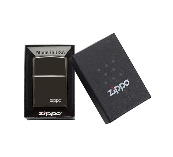 Zippo ebony with logo in box