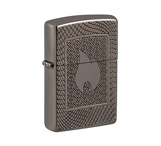 Zippo Flame Pattern Design Black ice met diep gravure van Zippo-vlam en geometrisch Deep Carve patroon