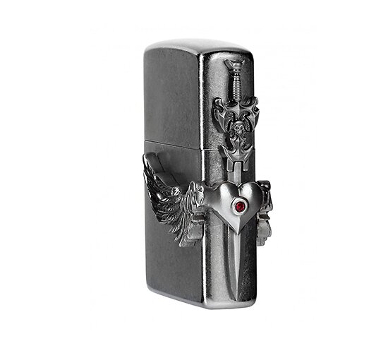 Zippo flying heart sword front