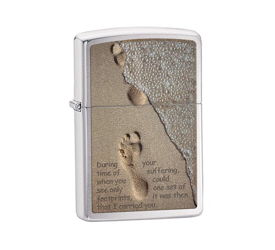 Zippo footprint in sand