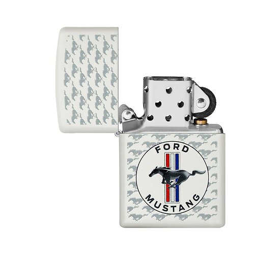Zippo ford mustang horses white