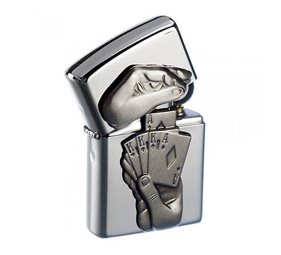 Speciale chromen zippo met kaart truck
