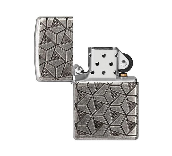 Zippo geometric pattern design open
