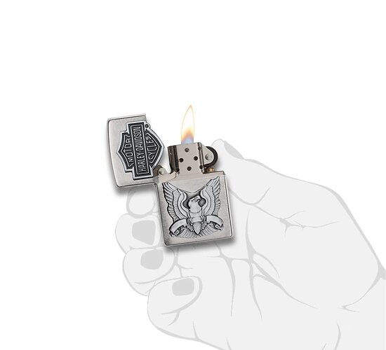 Zippo Harley Davidson arend Brushed Chrome Finish