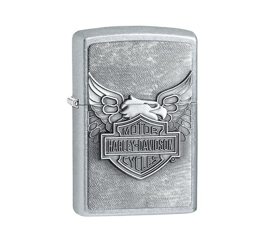 Zippo Harley Davidson iron eagle aansteker met Street Chrome afwerking en zilverkleurig arend embleem