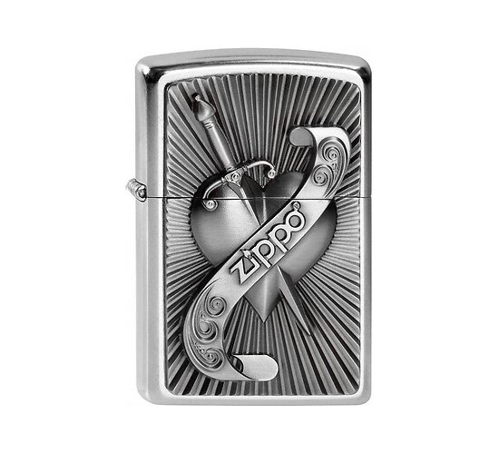 Zippo heart with sword