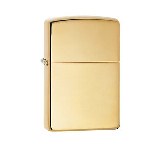 Zippo high polished brass aansteker met glanzende gepolijste messing afwerking en strakke basisvorm