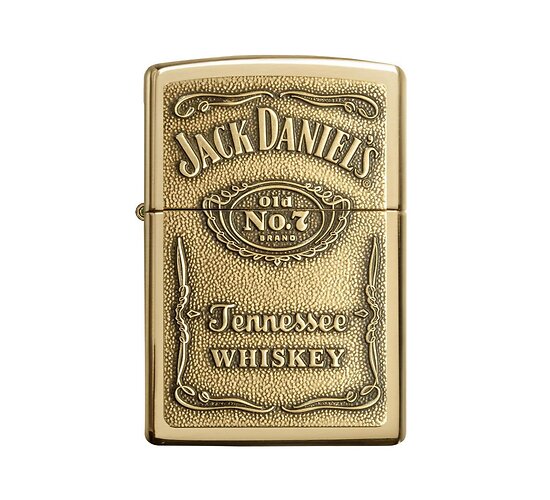 Zippo aansteker Jack Daniel's label brass emblem