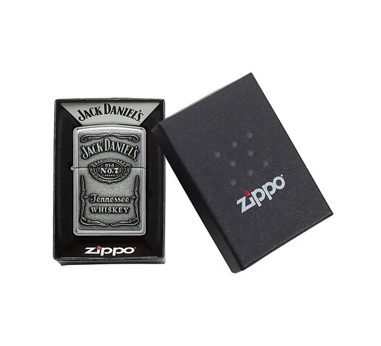 Zippo Jack Daniel's label (chrome) in origineel doosje