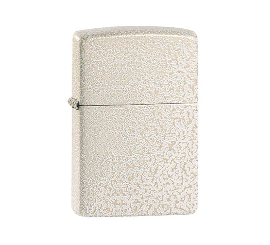 Zippo Mercury Glass aansteker in Regular formaat met witte en gouden kleur en licht reliëf oppervlak