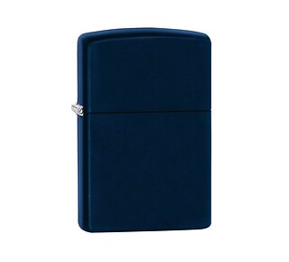 Zippo Navy blue matte regular aansteker met diepe matte blauwe kleur en zilverkleurig scharnier