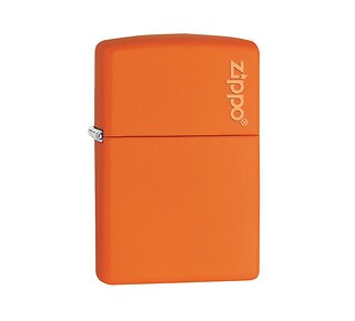 Zippo Orange met logo aansteker in matte oranje kleur met Zippo-logo rechtsboven