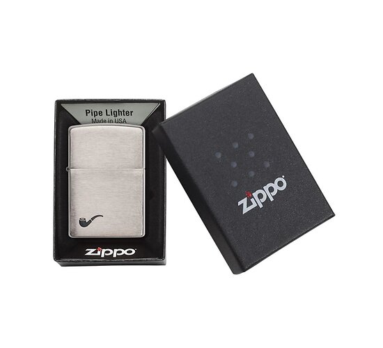 Zippo pipe lighter chrome with pipe print