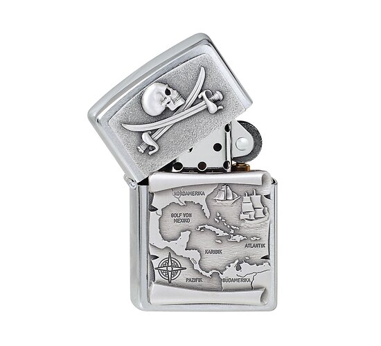 Zippo Piraten embleem met een schatkaart