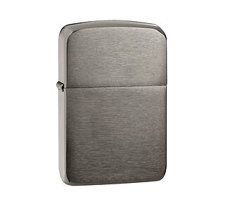 Zippo Replica 1941 aansteker met geborstelde Black ice afwerking in zwarte metallic kleur