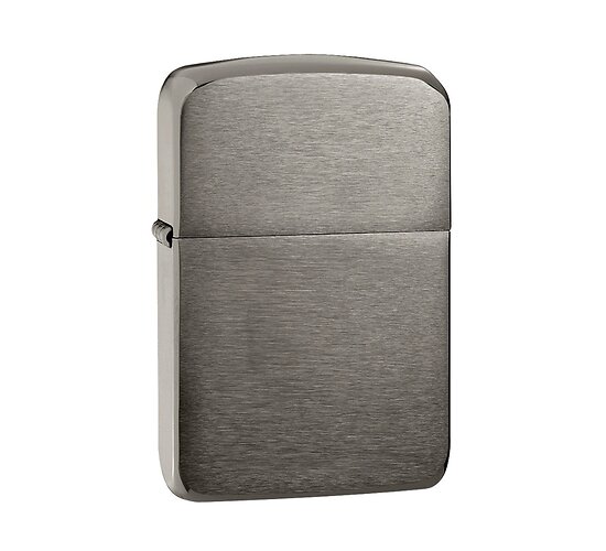 Zippo Replica 1941 aansteker met geborstelde Black ice afwerking in zwarte metallic kleur