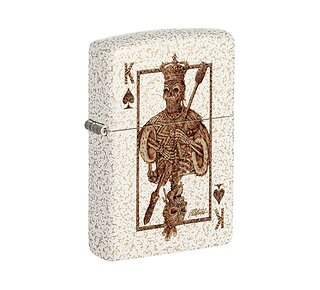 Zippo Rick Rietveld Ace Skull Design met gouden Mercury Glass afwerking en skull schoppenkoning print