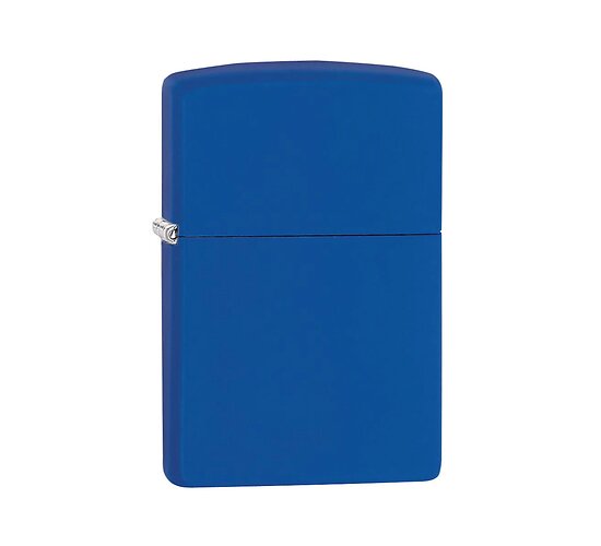 Zippo Royal blue matte aansteker met matte koningsblauwe afwerking en zilverkleurig scharnier