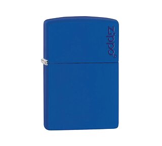 Zippo Royal blue aansteker in matte blauwe kleur met origineel blauw Zippo-logo als print