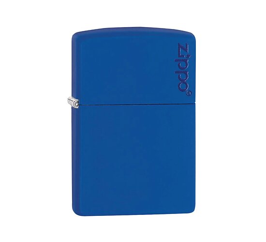 Zippo Royal blue aansteker in matte blauwe kleur met origineel blauw Zippo-logo als print