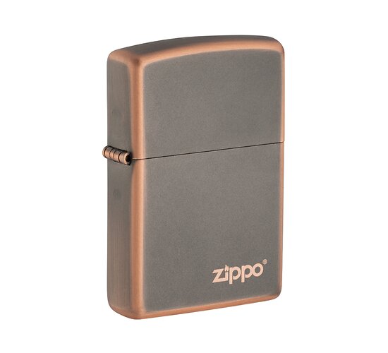 Zippo aansteker in brons met matte rustic bronze afwerking en lasergegraveerd Zippo-logo rechtsonder