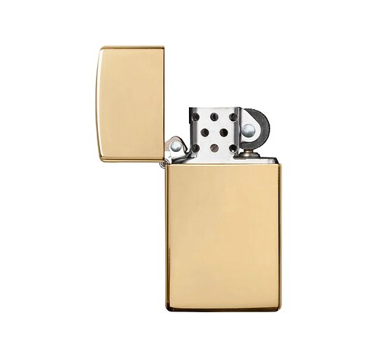 Zippo slim aansteker in hoogglans messing kleur