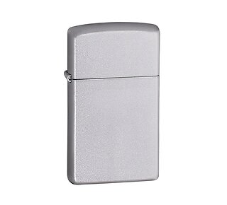 Zippo Satin Finish slim aansteker met zilverkleurige satin finish en chrome afwerking