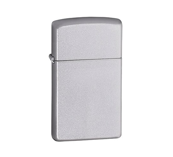 Zippo Satin Finish slim aansteker met zilverkleurige satin finish en chrome afwerking