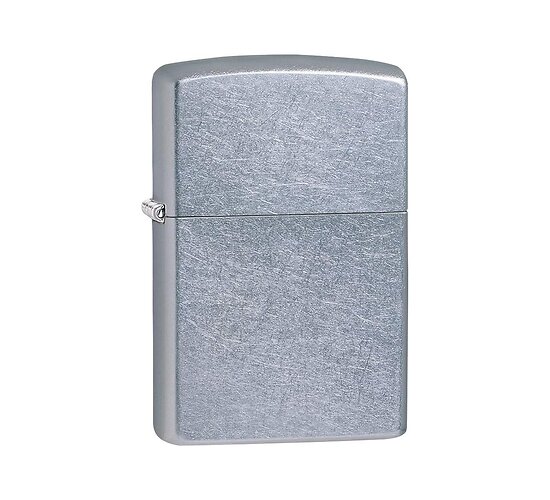 Zippo Street chrome aansteker met mat geborstelde en verweerde Street Chrome afwerking, regular model