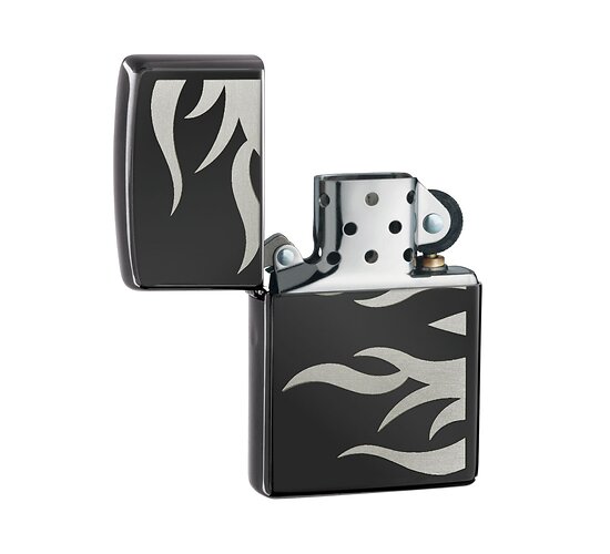 Zippo ebony met Tattoo Flame design aan beide kanten
