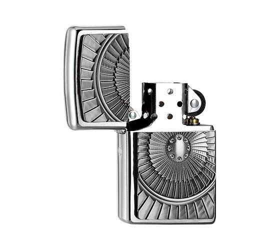 Zippo chrome 3D embleem turbine motor