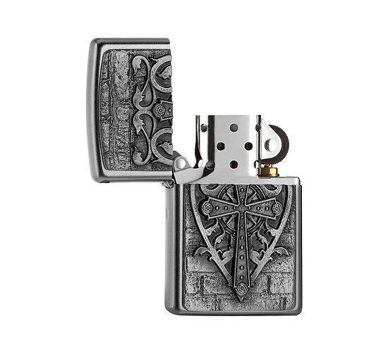 Zippo used cross satin chrome