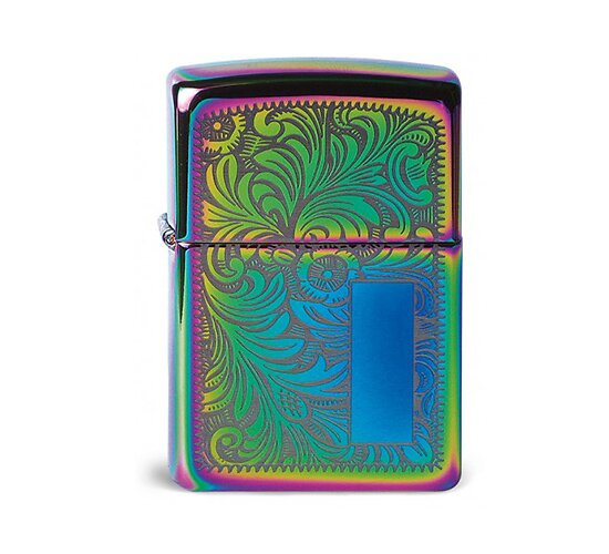 Zippo Venetian spectrum aansteker met gepolijste afwerking, lasergegraveerd Venetiaans bladmotief