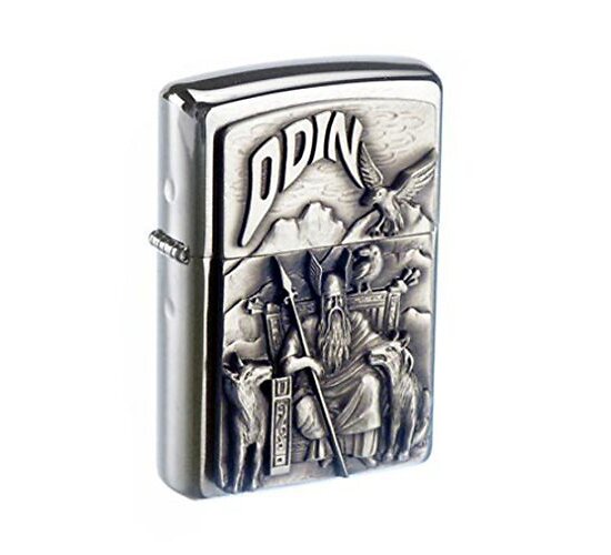 Zippo in het chroom met viking god Odin