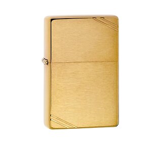 Zippo Vintage brushed messing aansteker met geborstelde afwerking en subtiele schuine lijnen