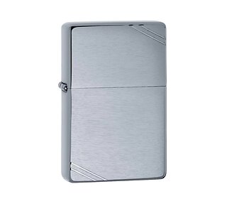 Zippo Vintage brushed chrome aansteker met geborstelde chromen afwerking en diagonale lijnen