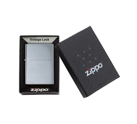 Doosje met de Vintage brushed  Chrome van Zippo