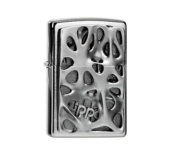 Zippo Voronoi emblem regular aansteker in chrome met geborstelde afwerking en 3D voronoi reliëf