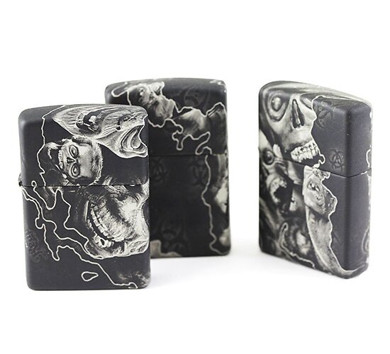 Soft touch zippo's met elk een uniek zombie design