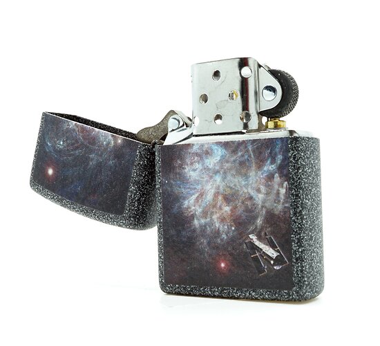 Zwart grijs korrel zippo sterrenstelsel